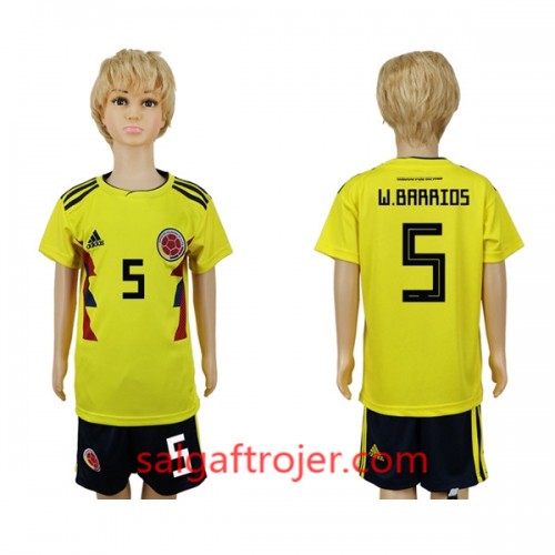 Colombia Fodboldtrøjer W.Barrios 5 Børn Hjemmebanesæt VM 2018 Colombia Fodboldtrøjer W.Barrios 5 Børn Hjemmebanesæt VM 2018